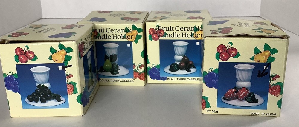 4 Fruit Ceramic Candle Holders