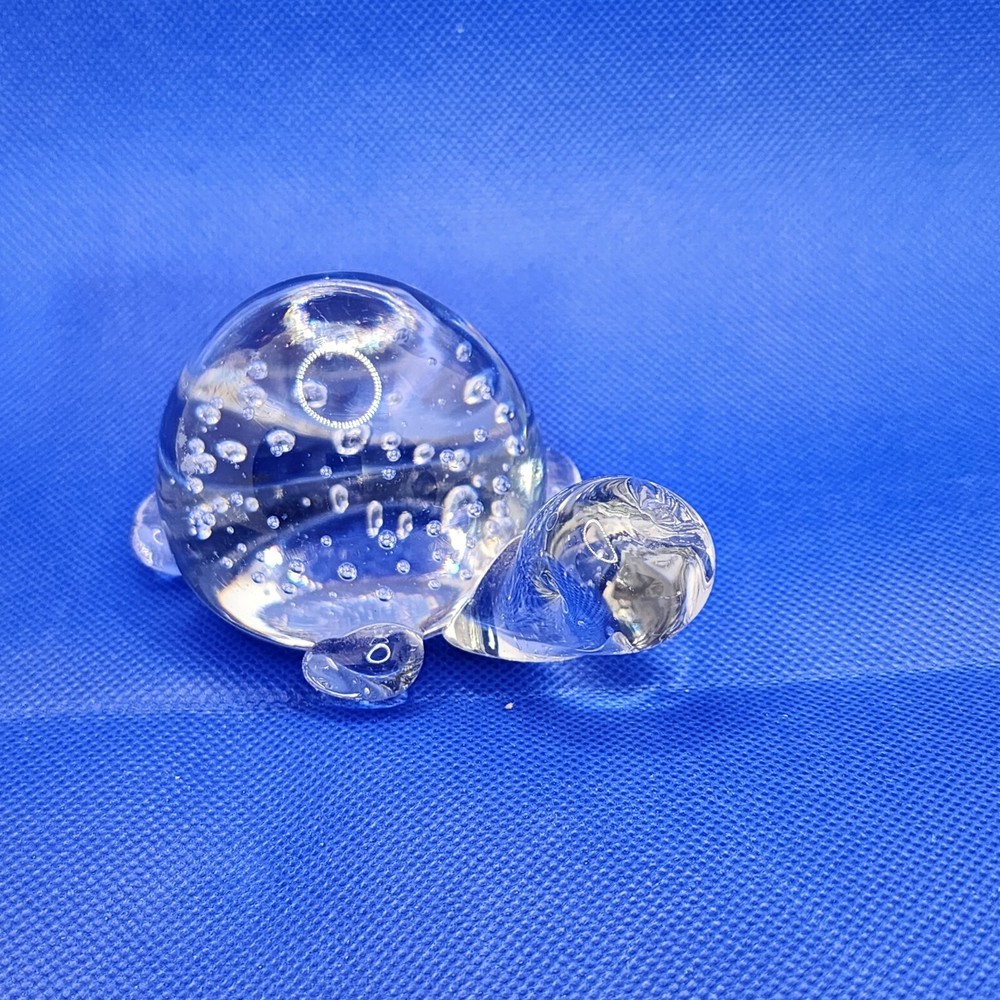 Clear Glass Turtle Controlled Bubble Figurine Paperweight