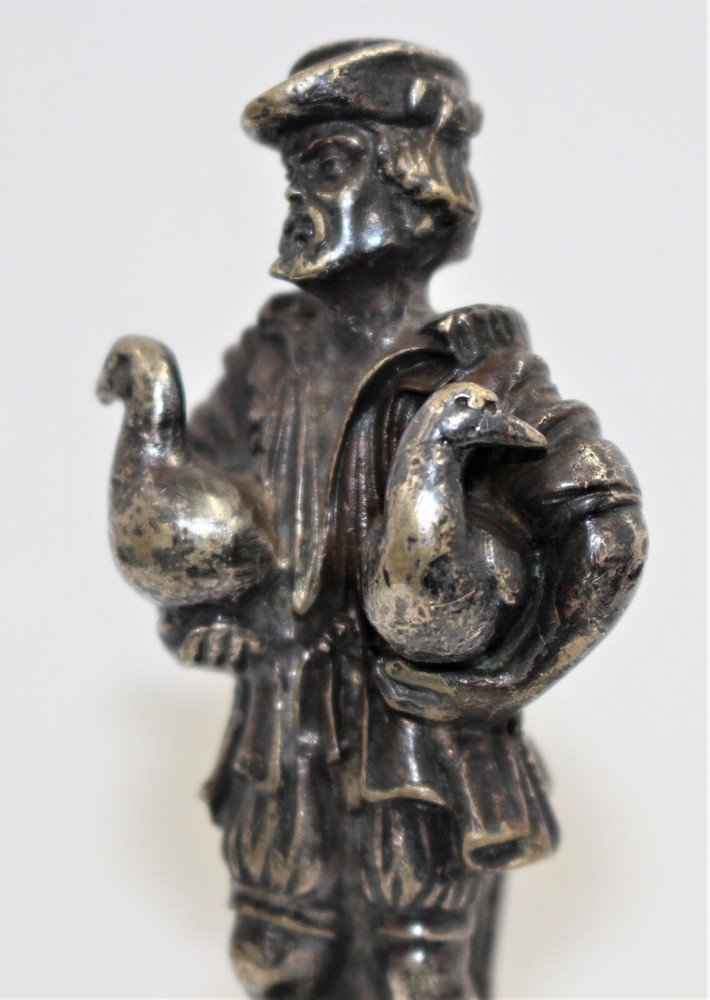 Antique Silverplated Bronze figural Stamp seal RF Monogram