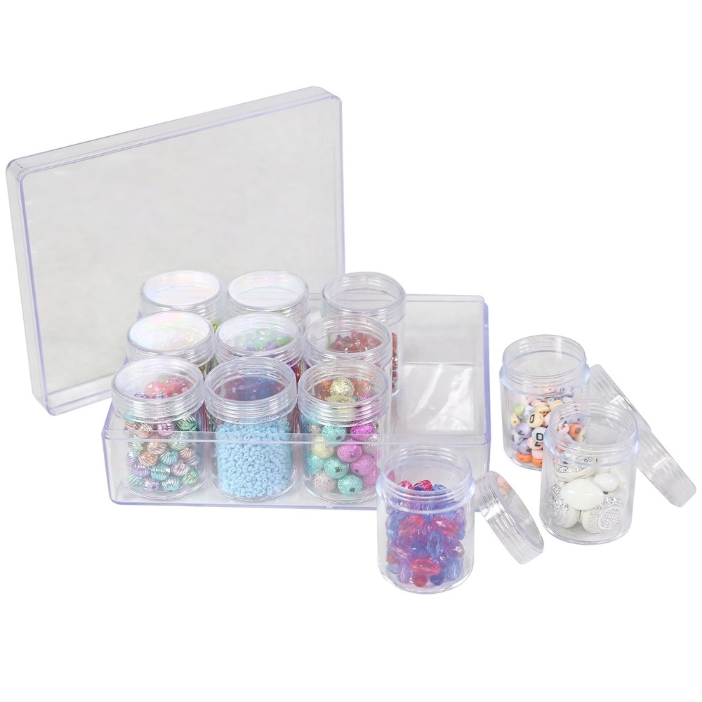 12-Unit Plastic Beading Craft & Hobby Storage Box Clear Single)