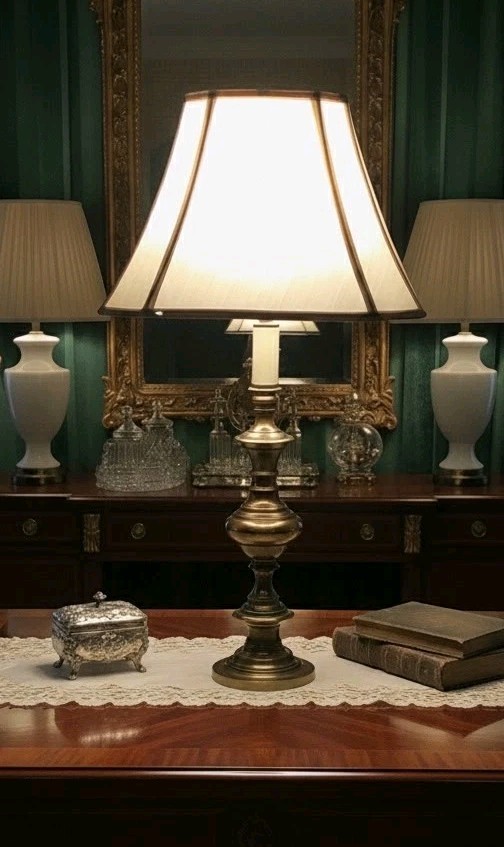 Vintage Solid Brass Urn Candlestick Table Lamp Regency Moderne MCM 33" USA