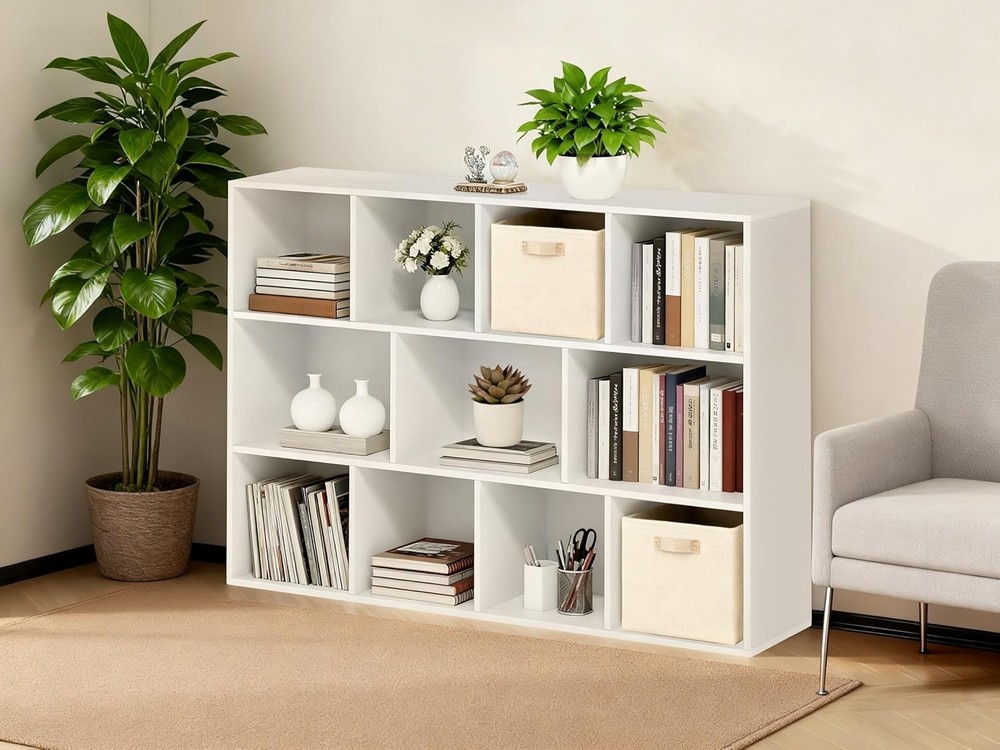 11 Cube Storage Organizer 4 Tier Stackable Bookcase Open Storage Display