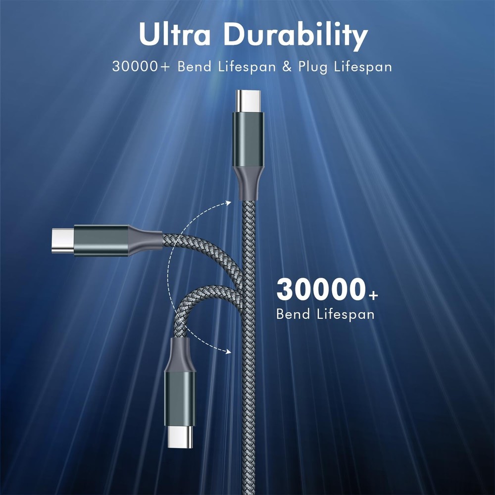 APFEN USB C to C Cable, Type-C 60W Fast Charging 2 Pack6FT, Silver