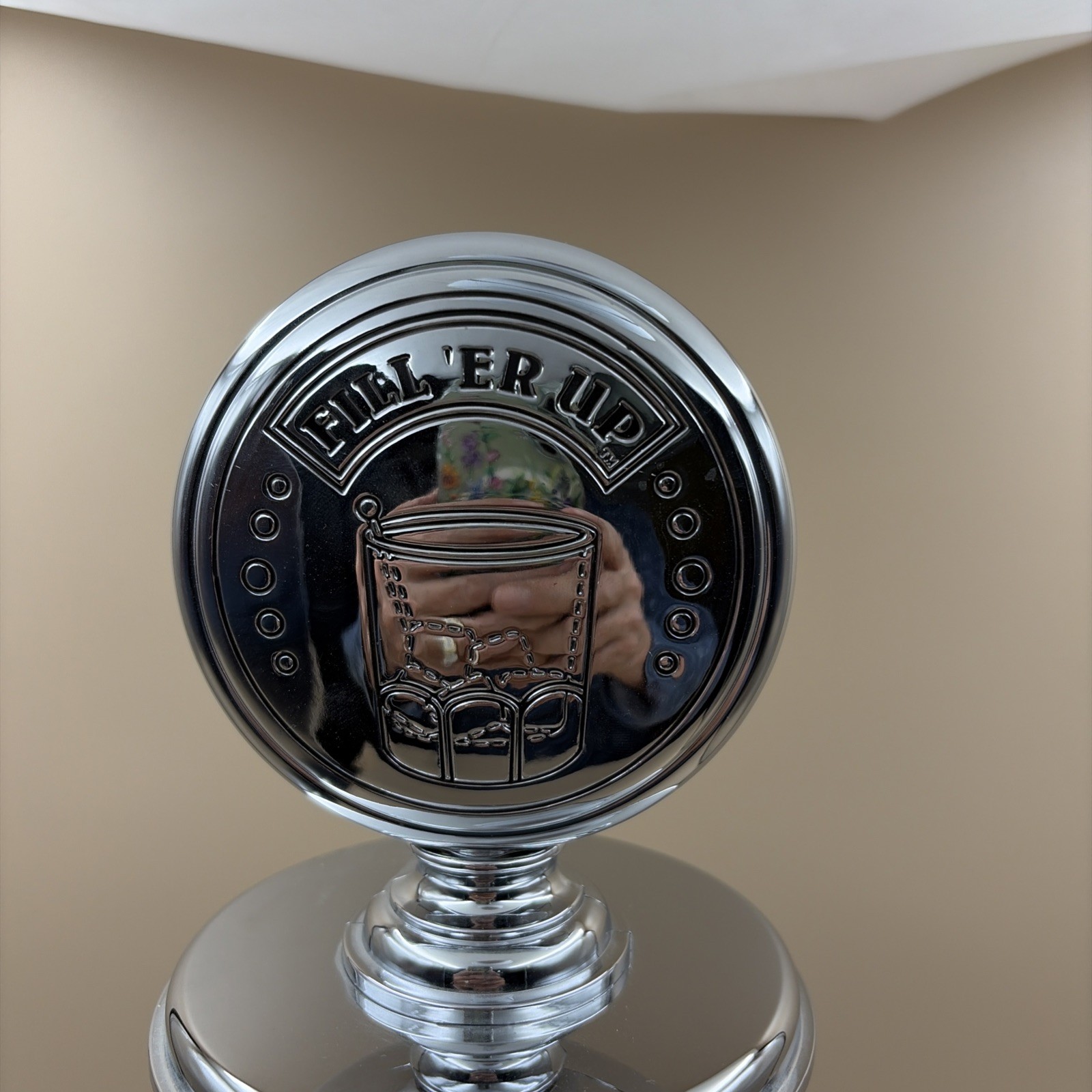 Gas Pump Bar Liquor Dispenser Godinger Fill 'Er Up Chrome 30 ounces 19" Tall