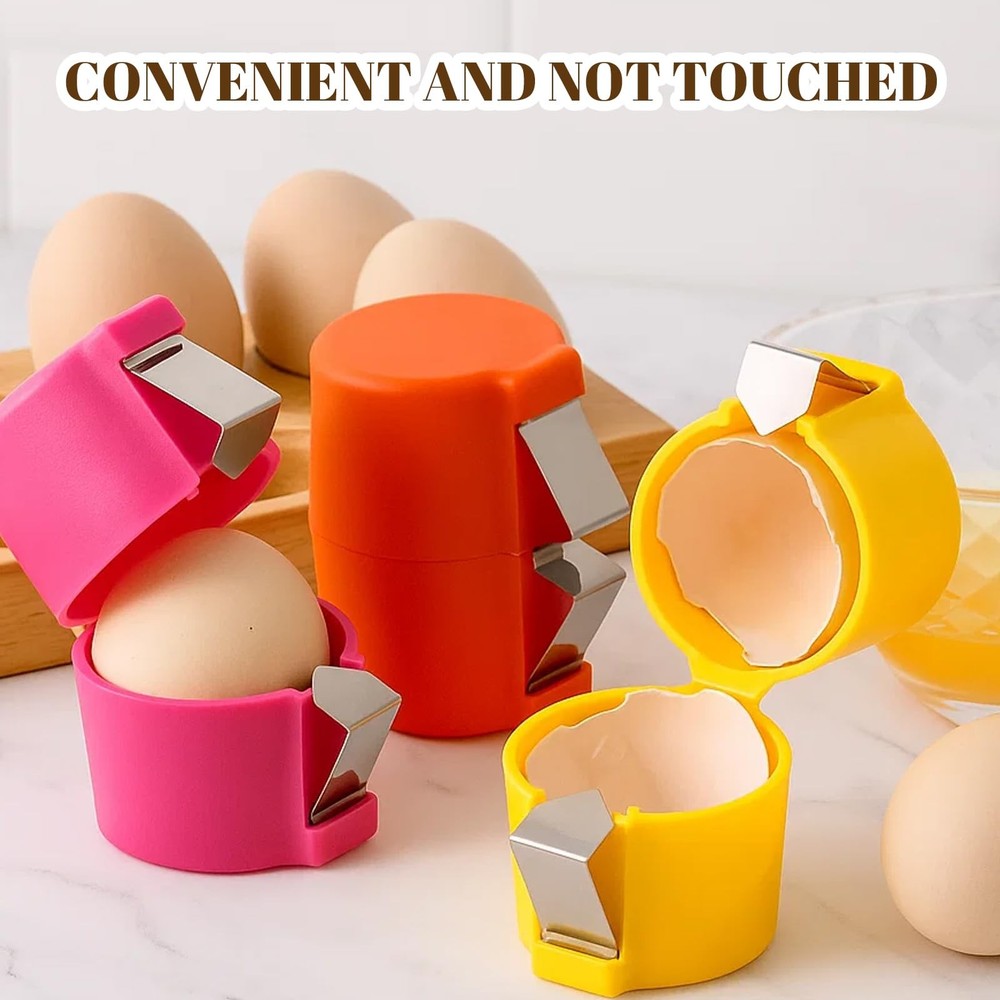 Egg Cracker, 6PCS Shell Opener for Raw Eggs, pink, yellow, orange