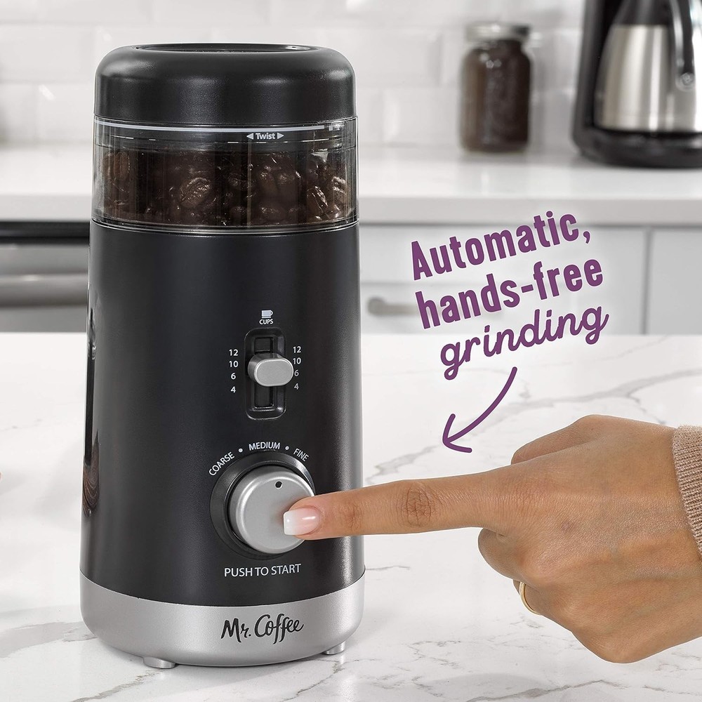 Compact Automatic Coffee Grinder - Effortless 12 Cup Brewing with 5 Settings
