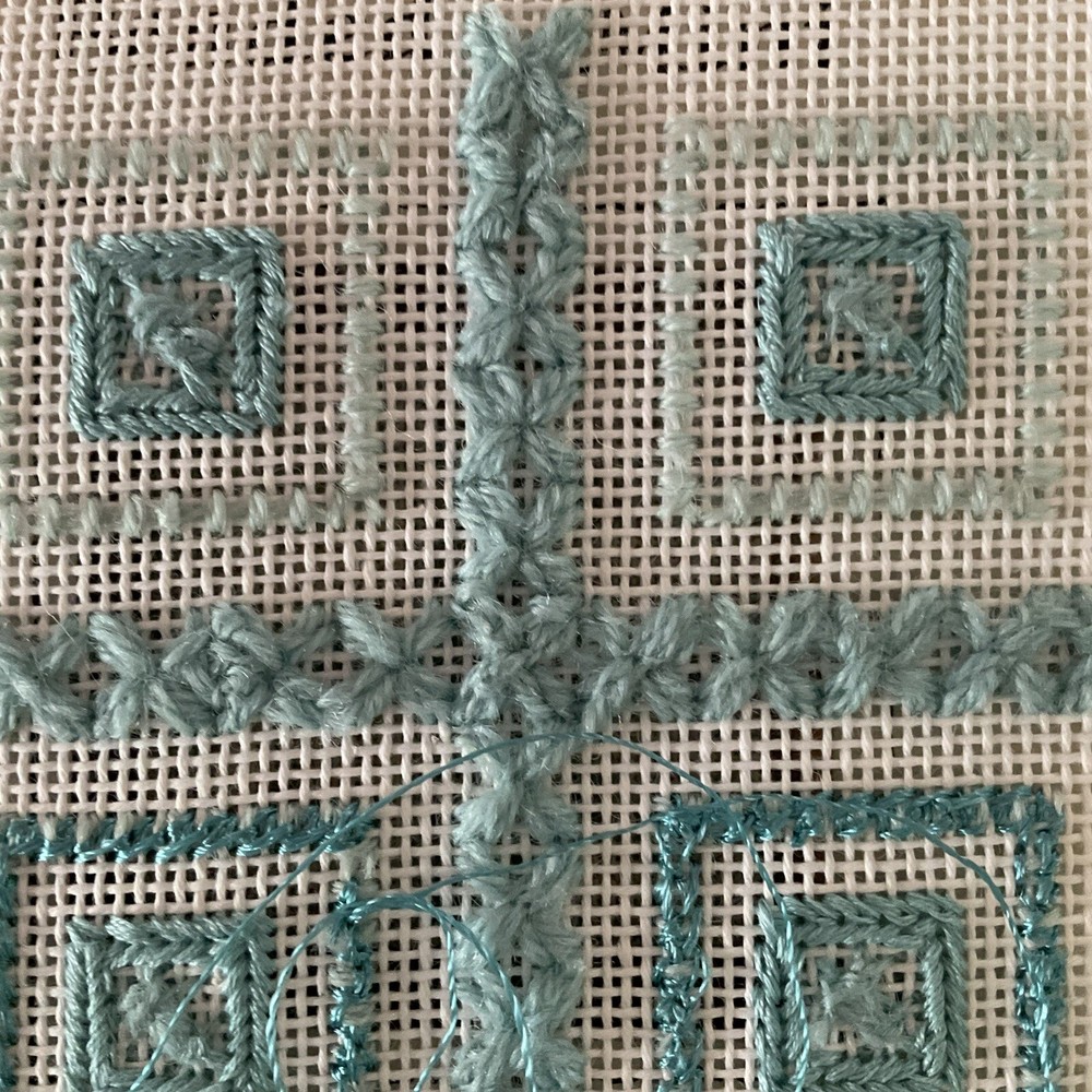 JBW DesignsBeaded Mini A Needlepoint Sampler Kit Started Judy Whitman 5" Square