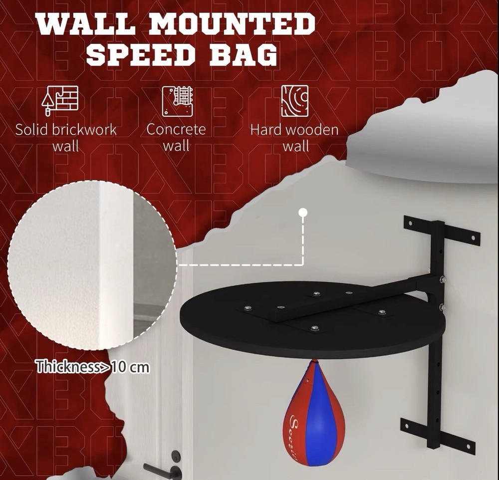 Wall Mounted Height Adjustable Speed Bag Platform Kit Punching Bag Training