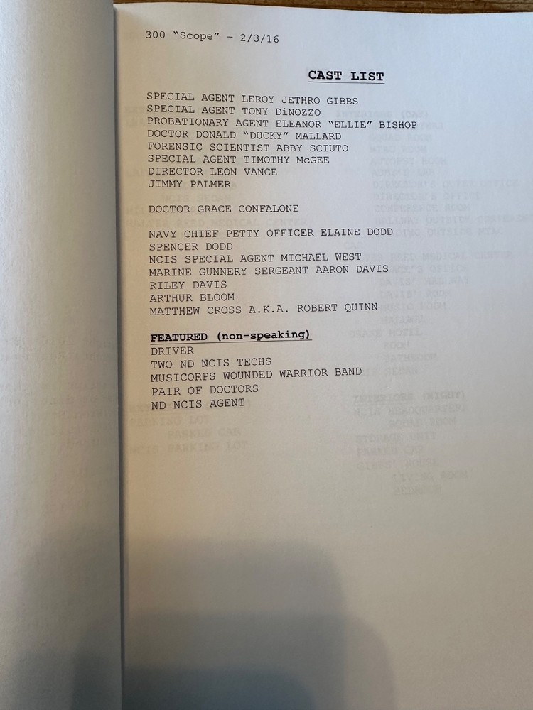 NCIS MARK HARMON TV SERIES SHOW SCRIPT EPISODE SCOPE