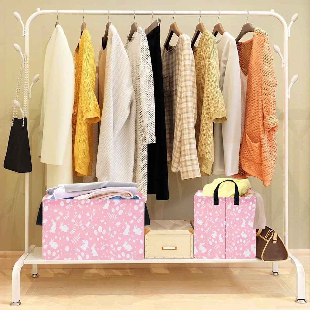 VAIVUSTO Easter Storage Basket Easter Bunny Storage Bin Collapsible Nursery H...