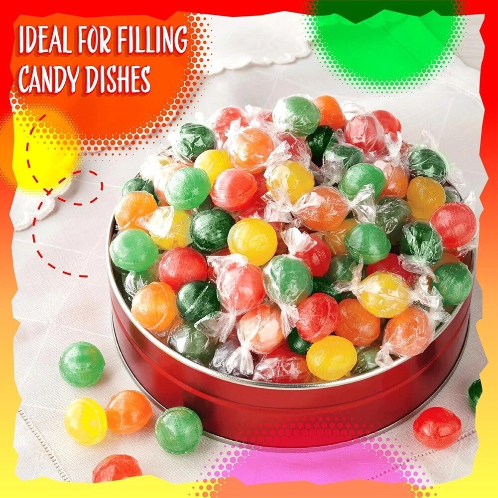 Sour Assorted Fruit Balls, Individually Wrapped, Bulk Hard Candy - 5 Pounds