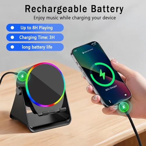 TEFELE Wireless Induction Speaker, 5-in-1 Bluetooth Speaker with Phone Holder,