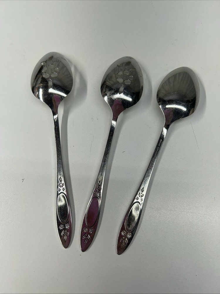 ONEIDA Stainless VIGNETTE Set Of 3 Serving Spoons Community Flatware
