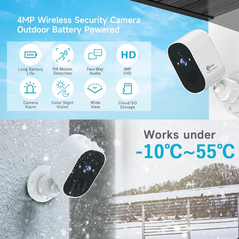 3PK Wireless Battery Camera WiFi Camera 4MP In/Outdoor Security Camera System
