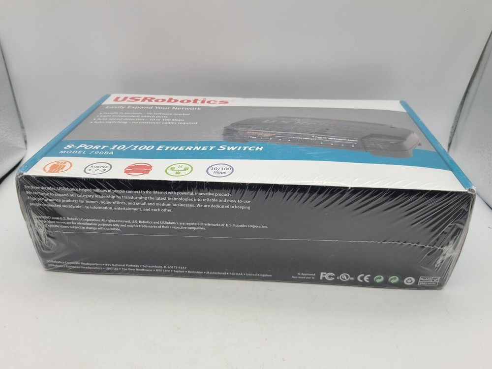 USRobotics (USR7908A) 8-Ports External Switch, NEW, Networking