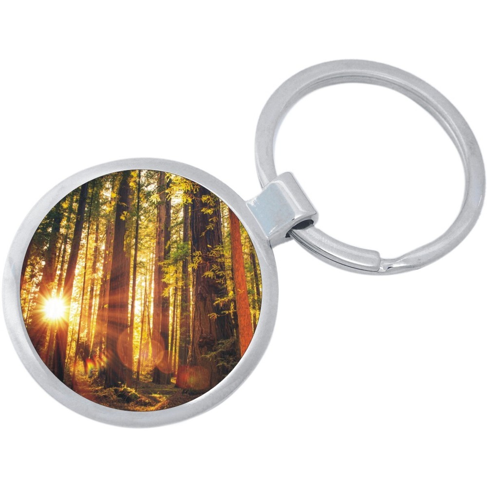 Forest Trees Sun Keychain - Includes 1.25 Inch Loop for Keys or Backpack