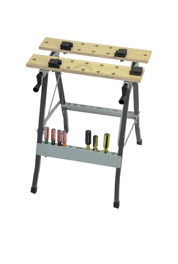 Portable Folding Workbench Adjustable Work Table 220 lbs Load Capacity