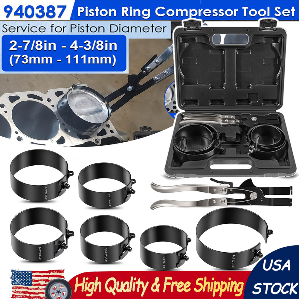 940387 Piston Ring Compressor Tool Set for Car Engine Motorcycle Kit#69