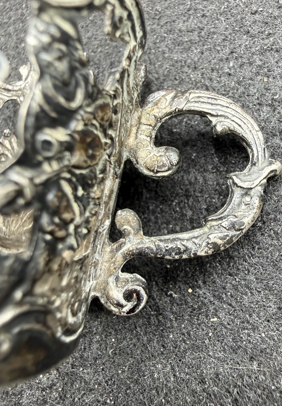 Hanau Storck & Sinsheimer silver cordial missing glass liner 14.7g garden scene