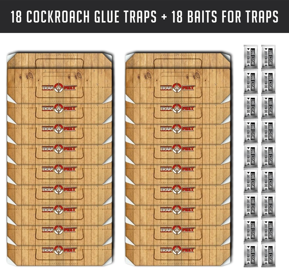 Non-Toxic 18 Pack Indoor Roach Traps - Effective & Easy to Use Bug Solution
