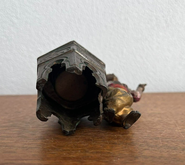 Antique Franz Bergman's School Austrian Cold Painted Boy with table c1900