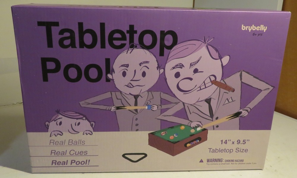 NOS Tabletop Pool Mini Pool Table & Billiard Set Small Billiards Game Real Balls