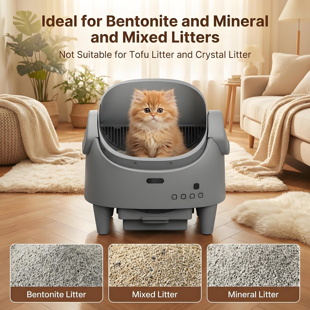 Smart Automatic Litter Box for Multi Cats, App Control & Adjustable Entry Height