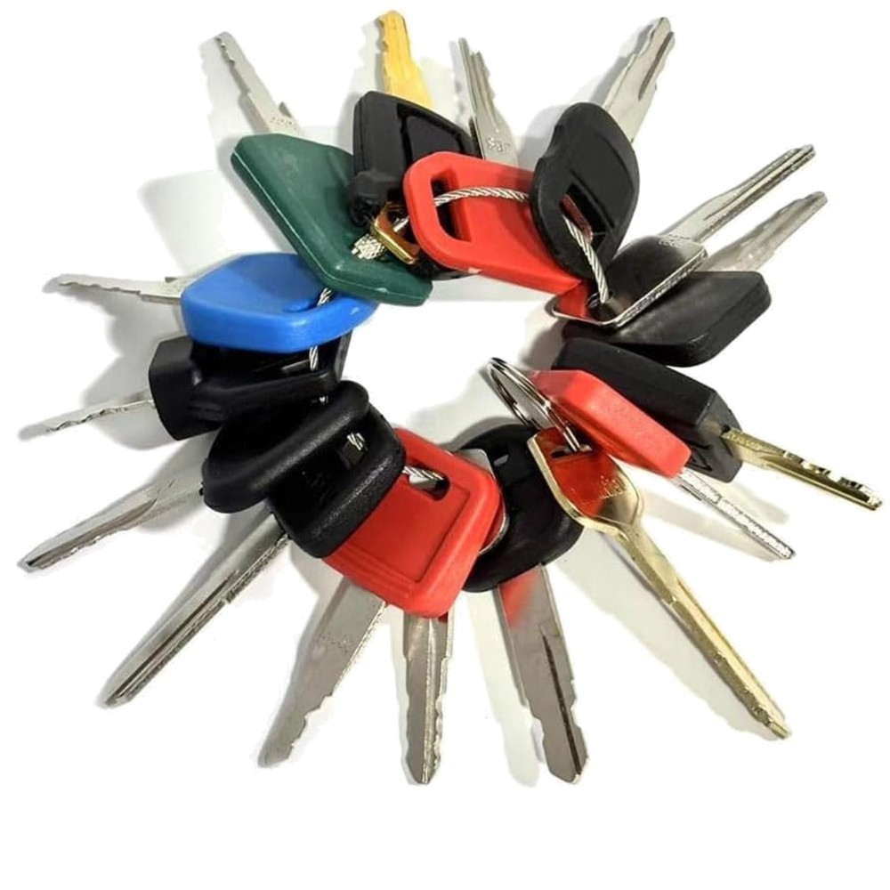 16-Piece Construction Machine Operator Key Set - Includes Bonus Keys & Guides