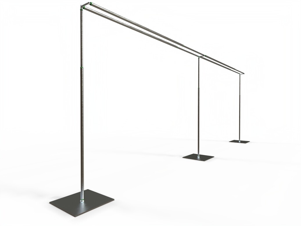 DOUBLE CROSSBAR ADJUSTABLE QUICK BACKDROP KIT 10 FT x 10 - 20 FT WITHOUT DRAPE