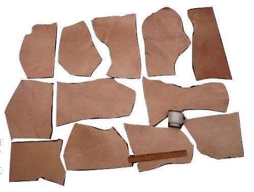 SCRAP LEATHER VEG VEGETABLE TAN SPLIT PRACTICE PIECES 2 LBS 9 Square Feet