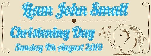 2 PERSONALISED ELEPHANT CHRISTENING BANNERS
