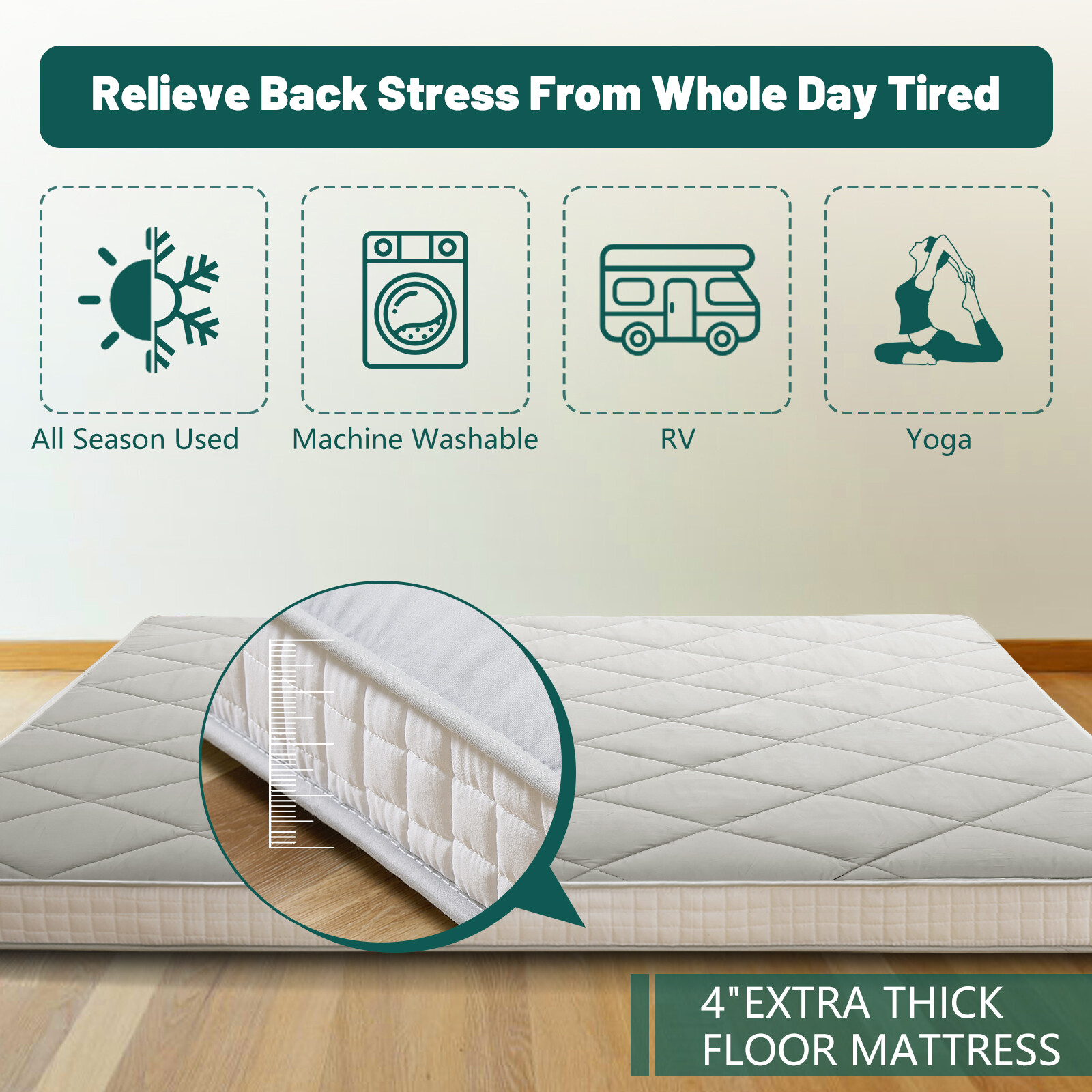 NAIZEA Japanese Floor Mattress Mattress Topper for Back Pain Camp Mattress Mat