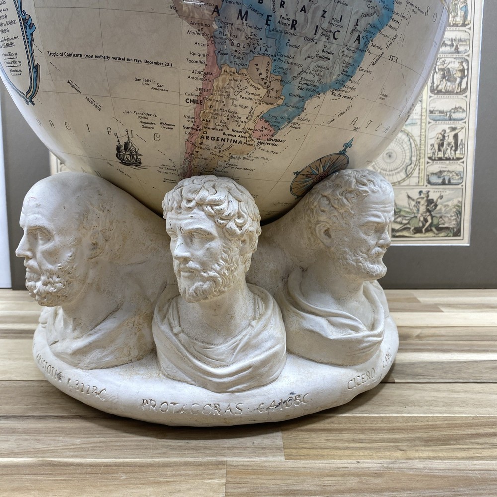 Replogle 16" Globe on Plaster Historical Figure Base