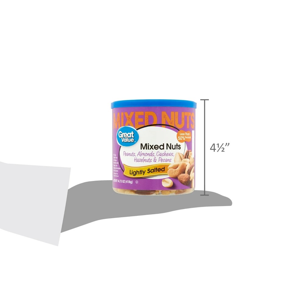 Great Value Roasted & Lightly Salted Mixed Nuts, 14.75 oz..