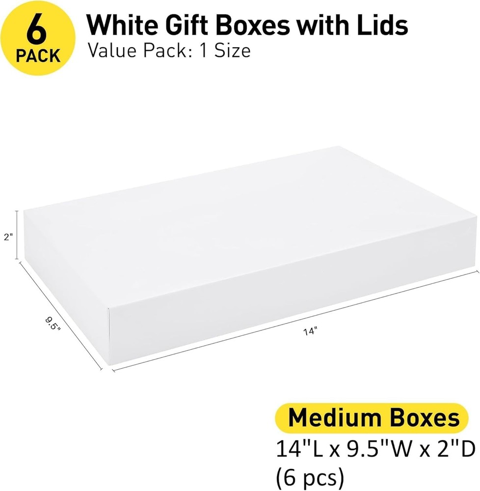 Sturdy 14" White Gift Boxes with Convenient Lids - Perfect for DIY Projects