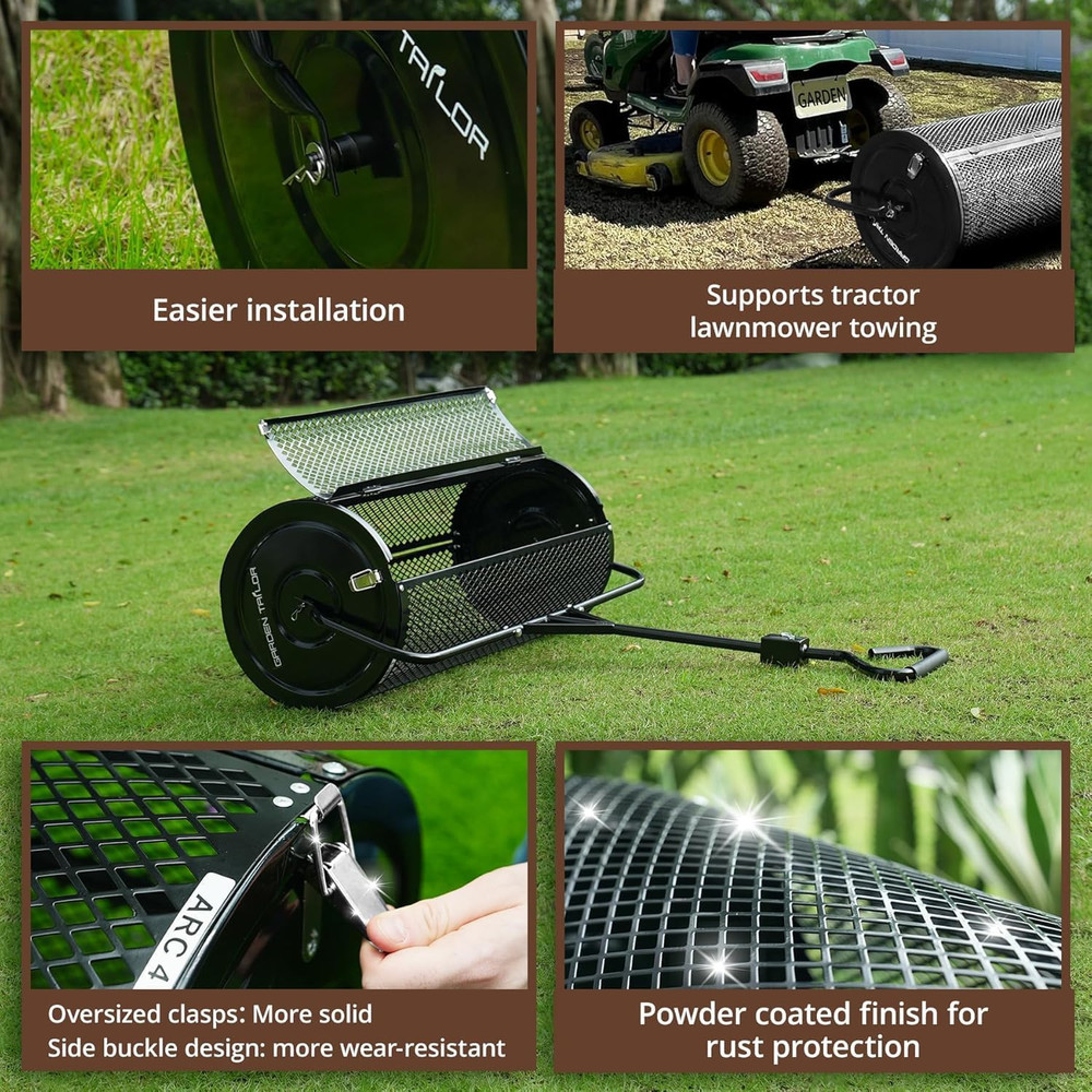 Compost Spreader 44 Inch Towable Peat Moss Spreader with Installation Accessorie