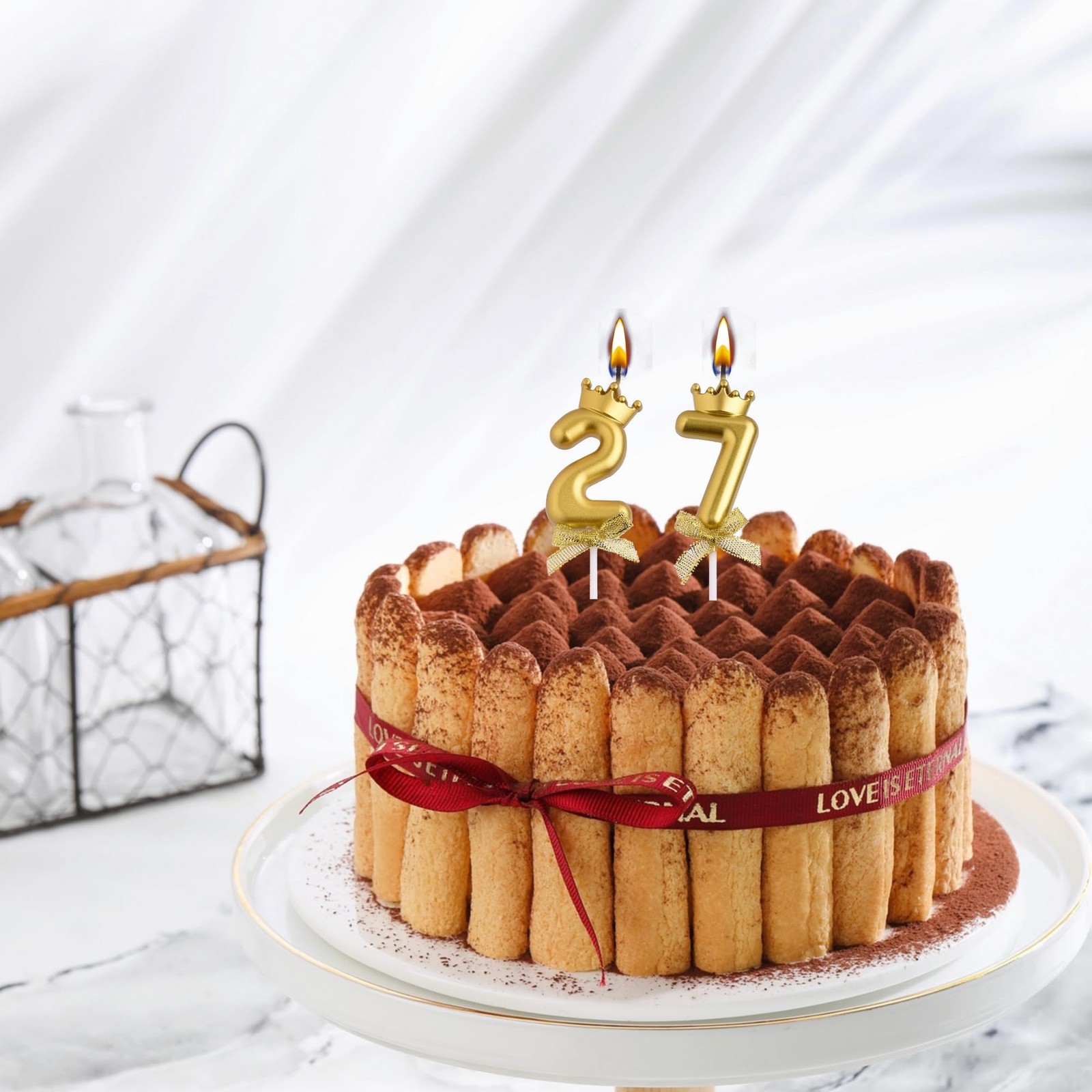 27th 72nd Birthday Candles, Gold 72 27 Year Old Number Birthday Candles, Happ...