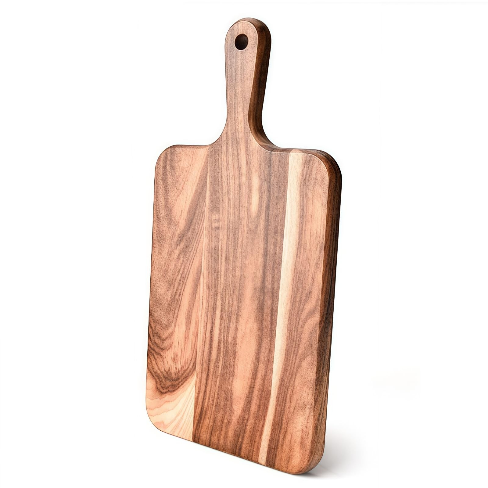 Acacia Wood Cutting Board with Handle - 14 x 7in, Wooden Chopping Board for M...