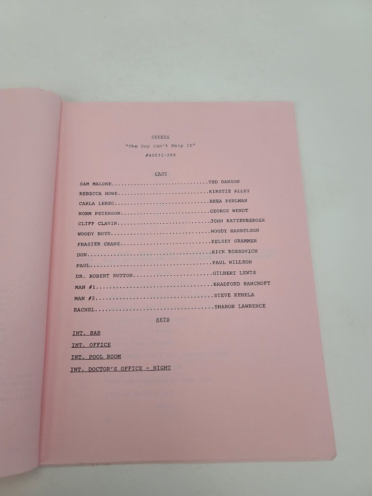 CHEERS / David Angell 1993 TV Script, Tom Berenger "The Guy Can't Help It"