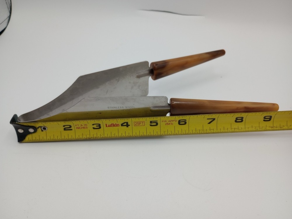Vtg Bakelite Double Handle Cake Pie Dessert Server Slice Cutter Stainless US
