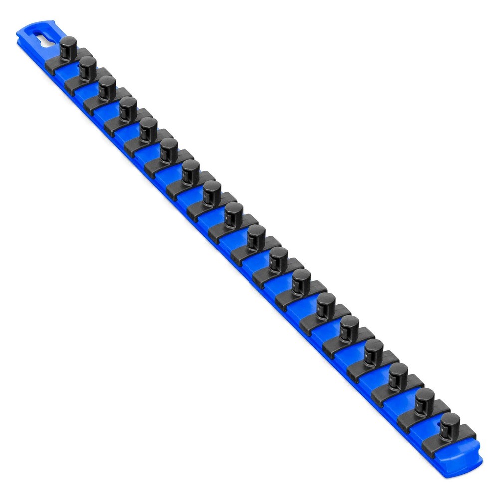 18Inch Socket Organizer with 18 Twist Lock Clips for Tools, Blue