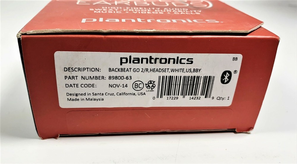 Plantronics BackBeat GO 2 Bluetooth Wireless Stereo Earbuds - White