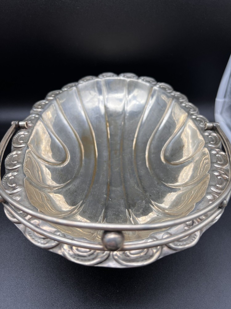 Silver Plated Oval Bowl With Handle Marked BPHS ?