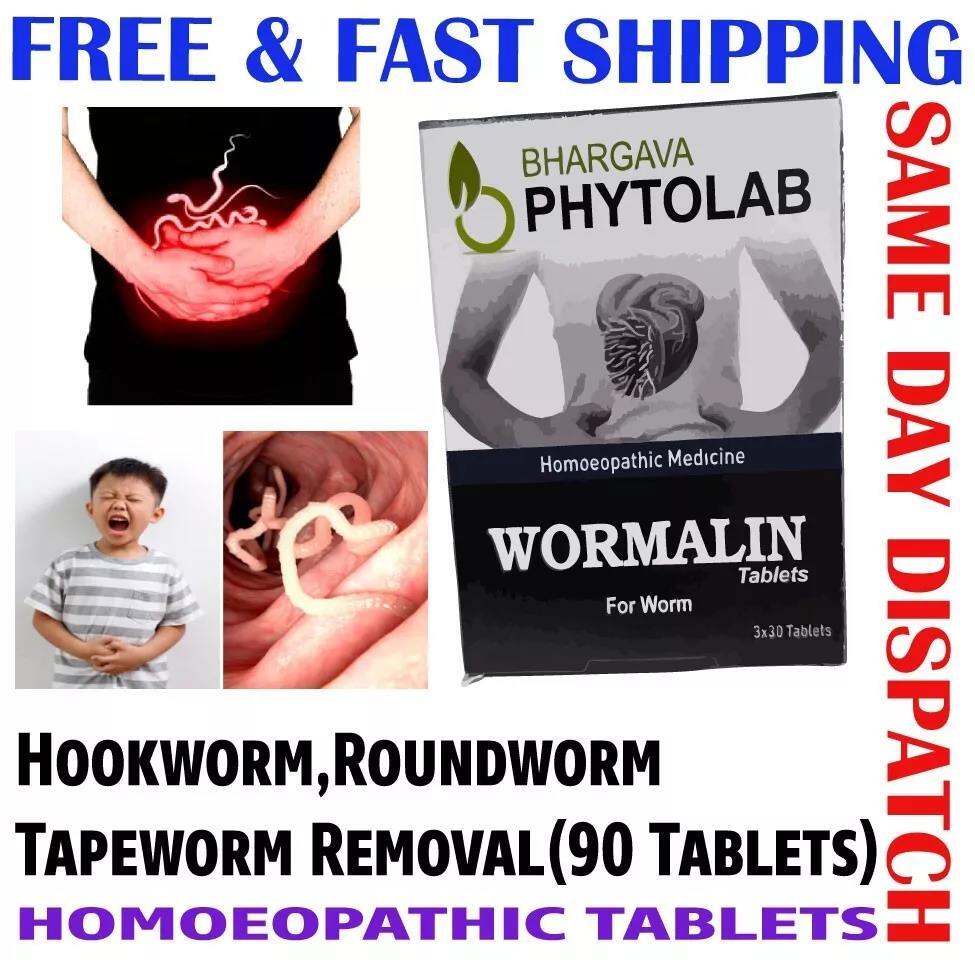 Permanent Treatment For Hookworm, Roundworm, Tapeworm Removals Homeopathy 90Tabs
