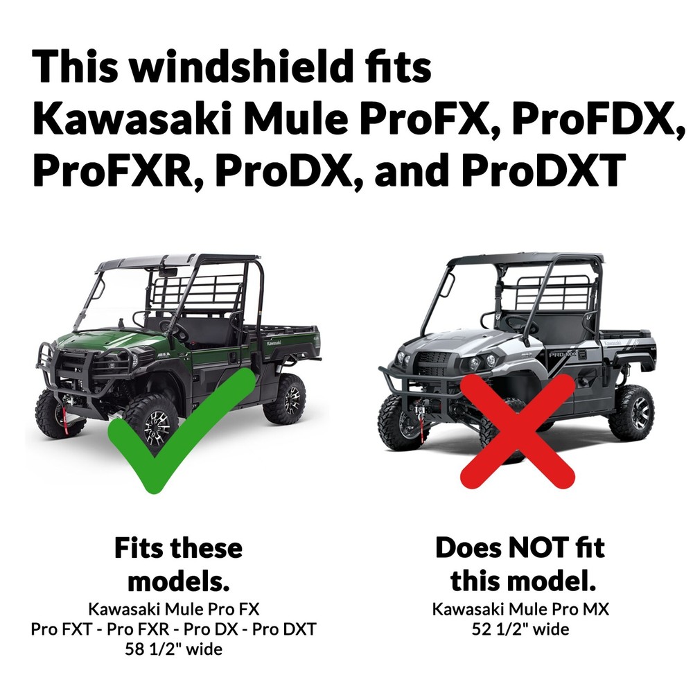 Clearly Tough Kawasaki Mule Pro FXR Full Folding Windshield