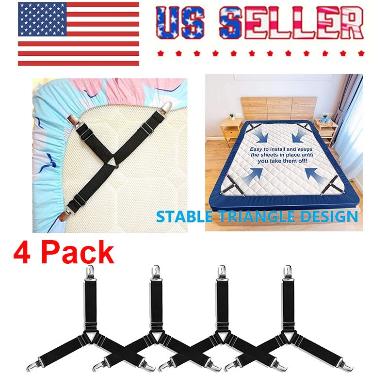4 Pcs Adjustable Triangle Bed Suspenders Holder Bed Sheet Fasteners