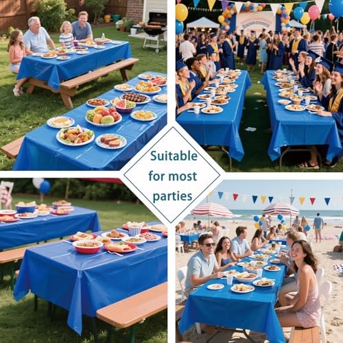 4 Pack Royal Blue Plastic Tablecloth, 54 X 108 Rectangle-4 Pack E01 Royal Blue