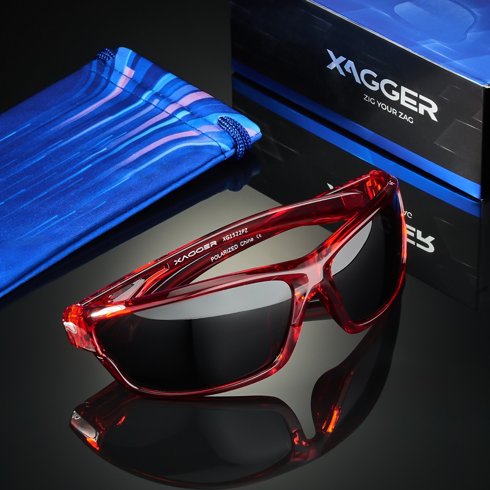 Xagger Polarized Wrap Around Sport Sunglasses for Men Women Driving Running