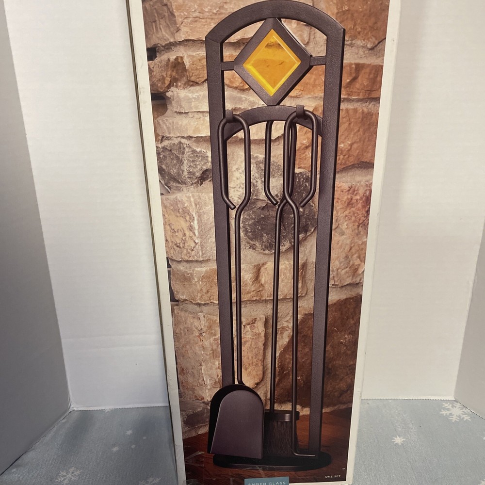 Fireplace Tool Set ,Eggshell Black Finish,includes Three Tools:shovel poker brus