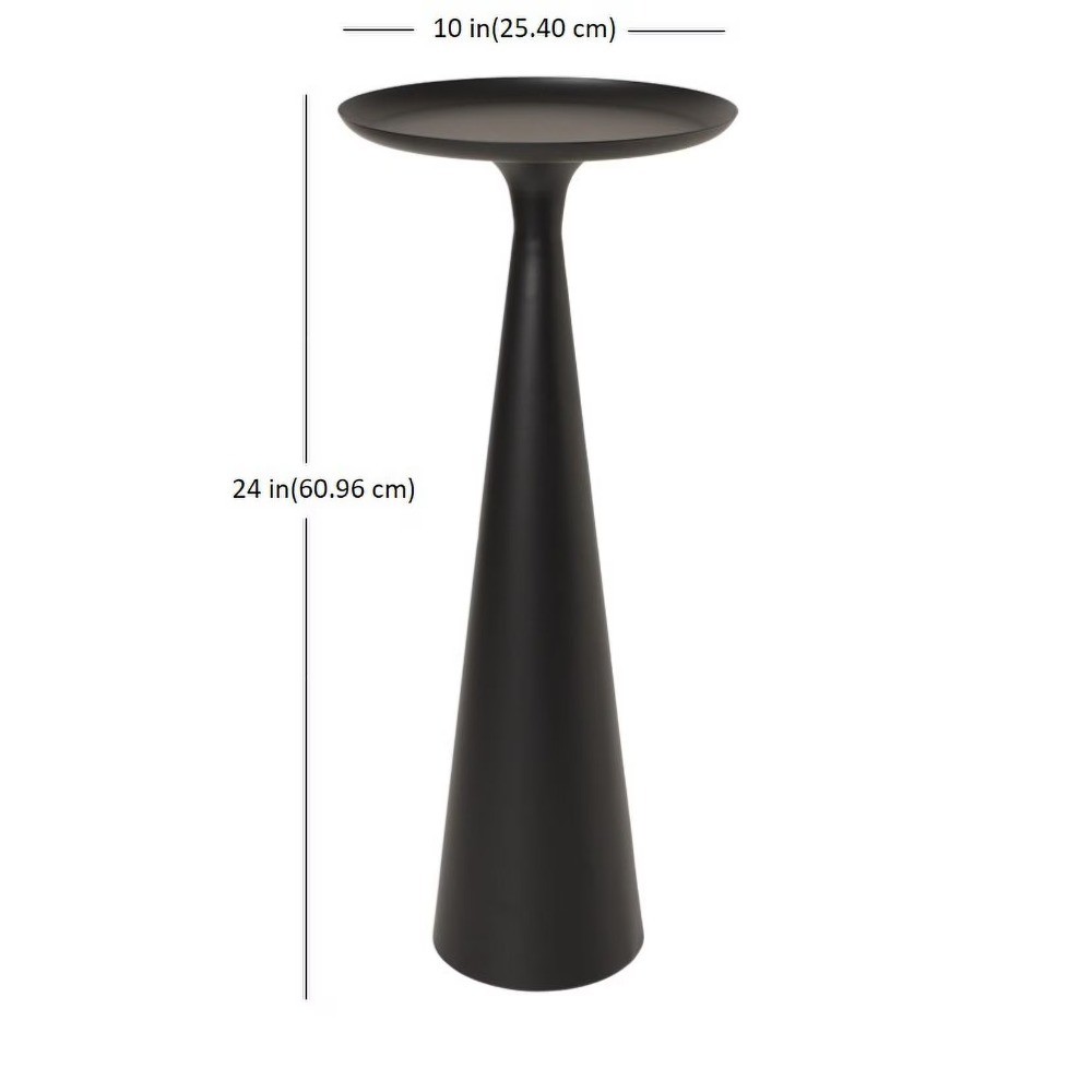 Black Drink Table with Glass Top and Storage Shelf